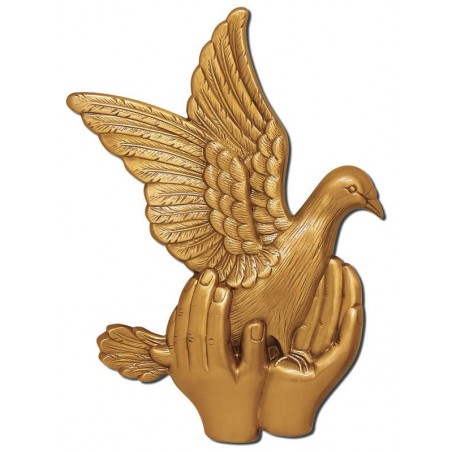 Manos con paloma bronce