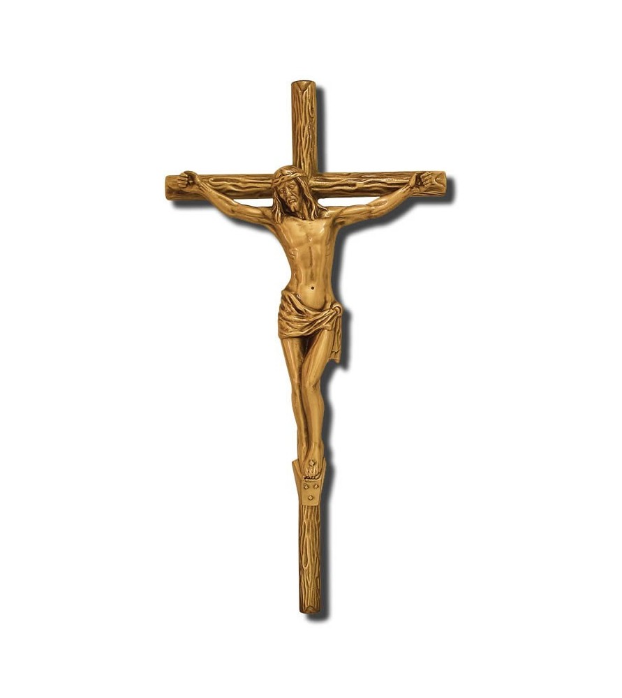 Cruz de tronco con cristo bronce
