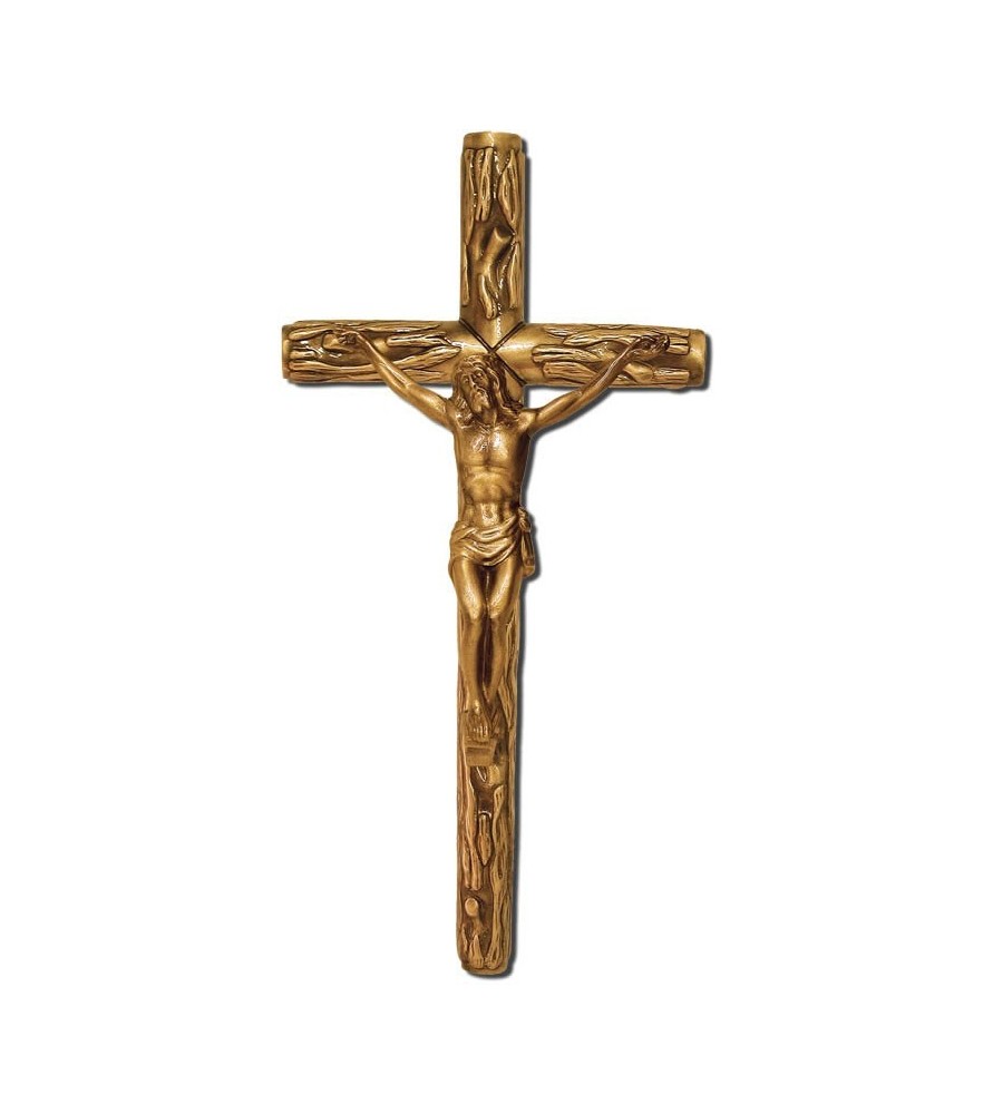 Cruz rustica con cristo bronce