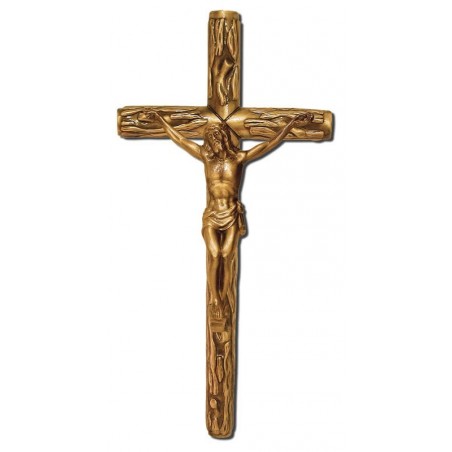 Cruz rustica con cristo bronce