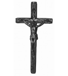 Cruz rustica con cristo bronce