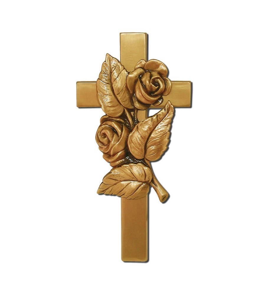 Cruz plana con rosa