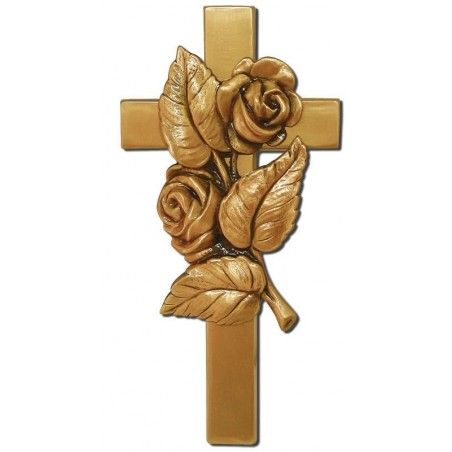 Cruz plana con rosa