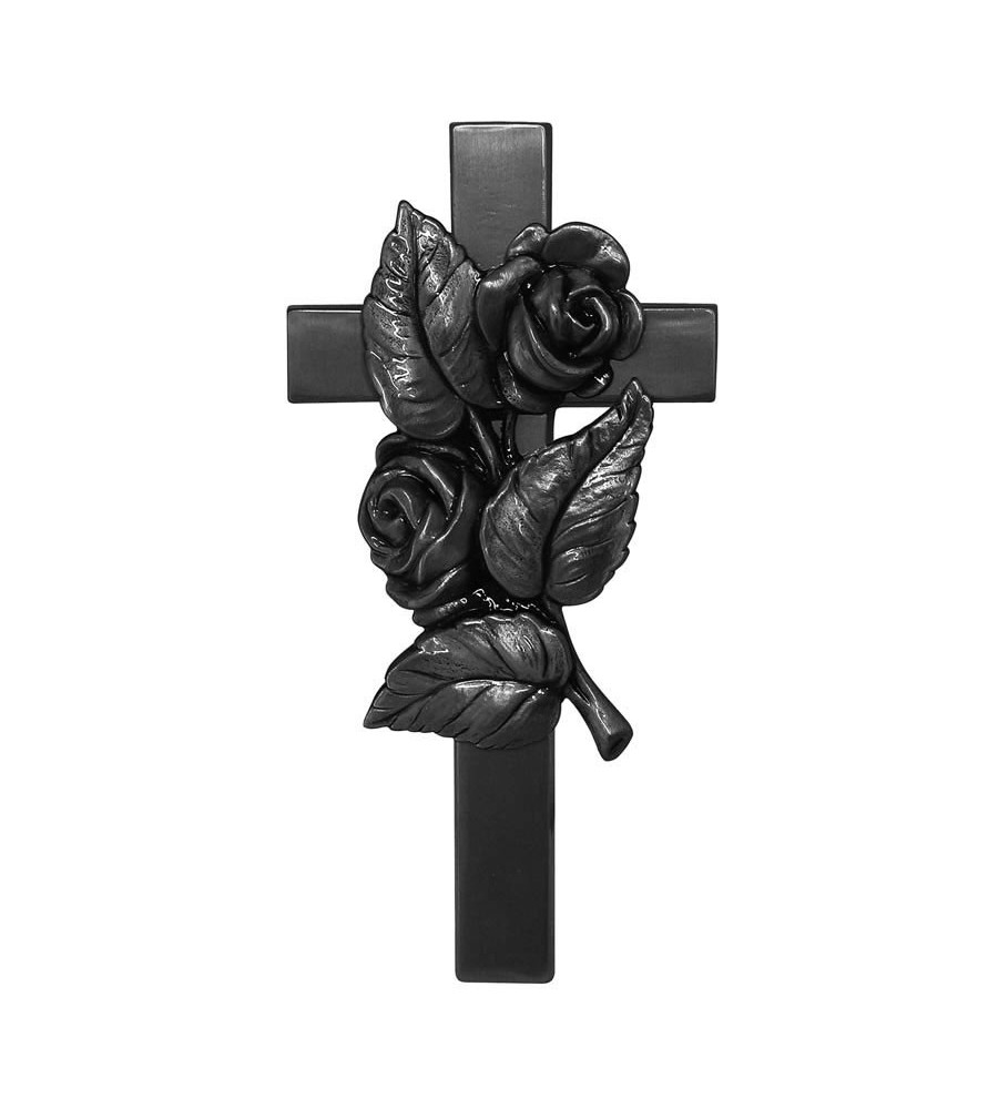 Cruz plana con rosa