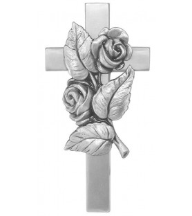 Cruz plana con rosa
