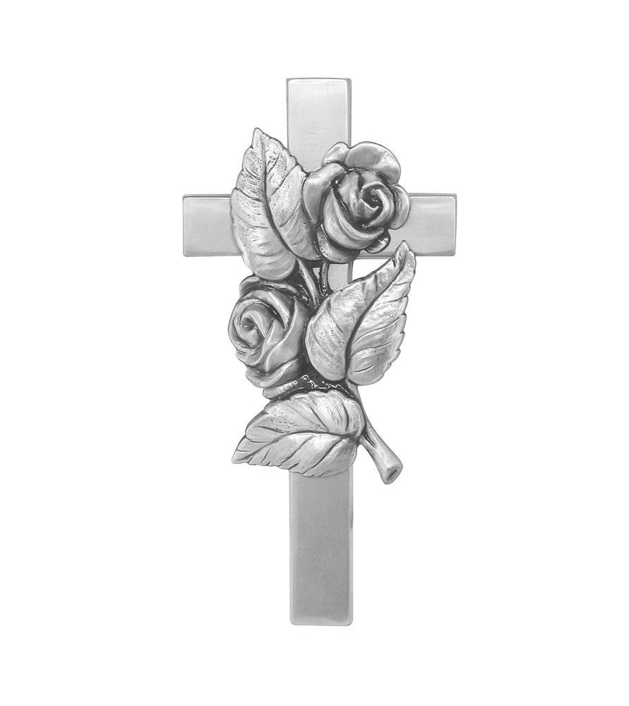 Cruz plana con rosa