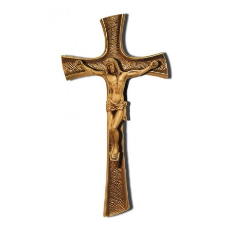 Cruz moderna con cristo bronce