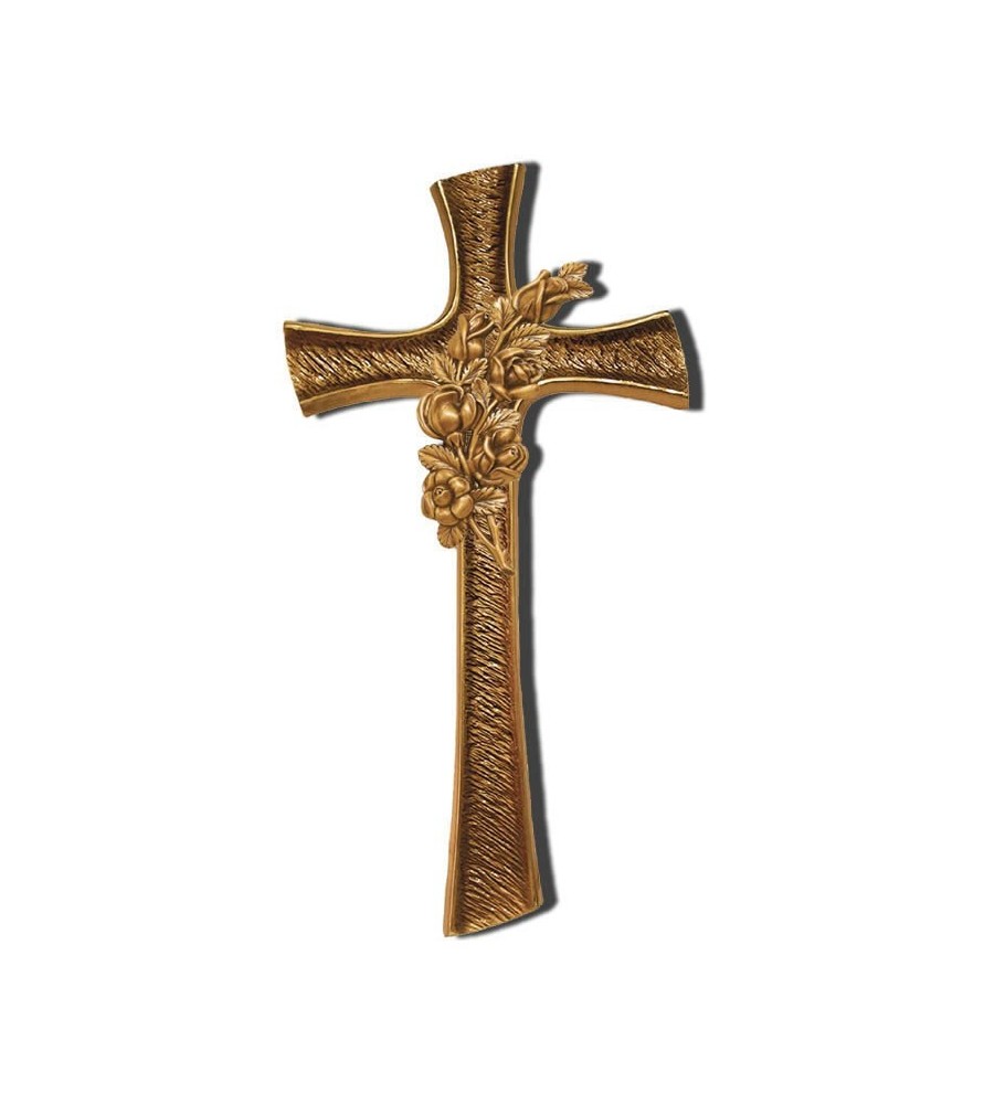 Cruz moderna con ramo bronce