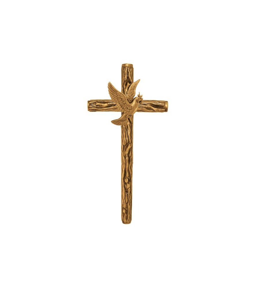 Cruz rustica con paloma bronce
