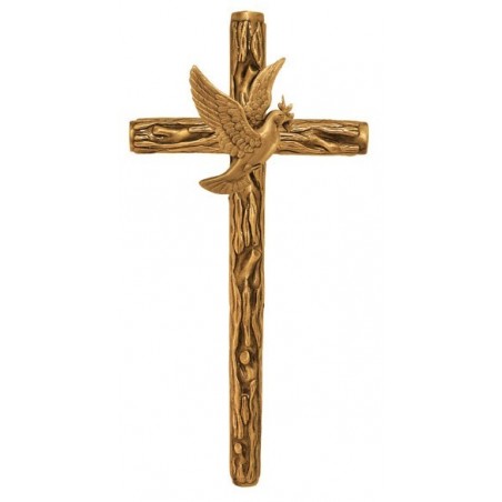 Cruz rustica con paloma bronce