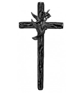Cruz rustica con vuelo de palomas bronce
