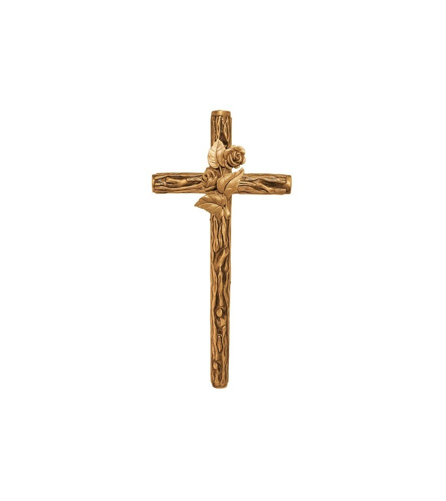 Cruz rustica con rosa bronce