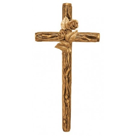 Cruz rustica con rosa bronce